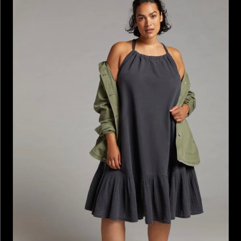 DAILY PRACTICE BY ANTHROPOLOGIE FRIDA CROSS-BACK MIDI DRESS